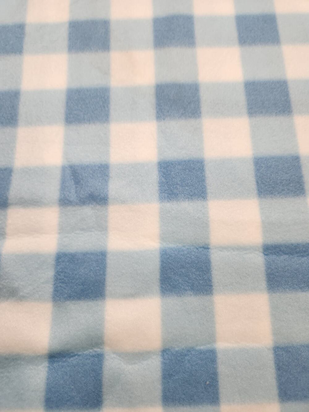 Blue White Gingham Plaid Check Fleece Fabric Yardage 70" by 59" New